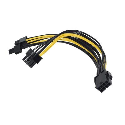 China 10pcs Original Industrial 8pin PCI Express to Dual PCIE 8 (6+2) Pin Power Cable Graphics Card PCI-E GPU Data Splitter for sale