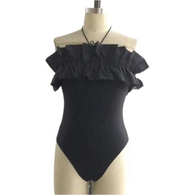 China OEM Women One Piece Ruffle Swimsuit Spandex Monokini Fashionable Nylon Strapless Breathable Bodysuit Swimwear Bodysuit for sale