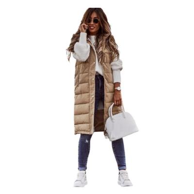 China OEM Support Color Farmhouse Bottom Coat Viable Hooded Slim Women Long Warm Sleeveless Jacket Stripper Vest Coat for sale