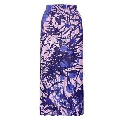 China Factory Breathable OEM Accepted Casual Pleated Slim Skirts Floral Women Skirt Midi Length Skirts High Waist for sale