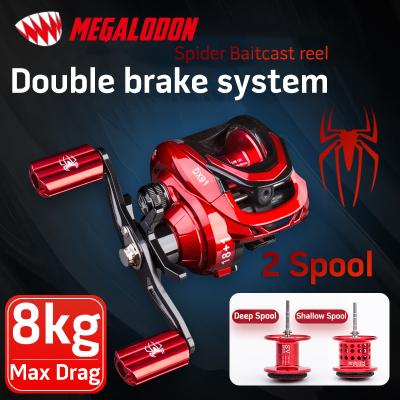 China [Spider2] LEFT HAND Megalodon Fishing Reel Baitcast Reel Gear Ratio: 7.2:1 2 Kinds Reel Dual Brake System Carbon Fiber Brake Pads for sale