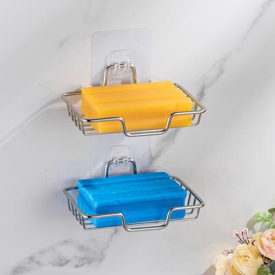 China Bathroom Multifunction Waterproof Wall Mounted Adhesive Free Drilling Stainless Steel Soap Holder Viable For Storage Shower Bar Soap for sale