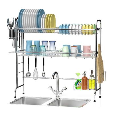 China Viable Home Over The Sink Large Capacity Stainless Steel Kitchen Utensil Multifunctional Dish Storage Rack With Knife Rack for sale