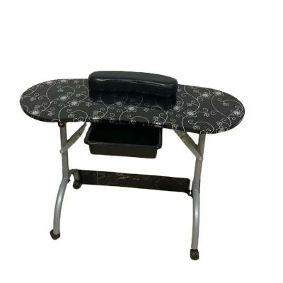 China Contemporary Portable Manicure Table Modern Minimalist Black Manicure Table With Wheels That Can Be Folded Complimentary Storage Bag for sale