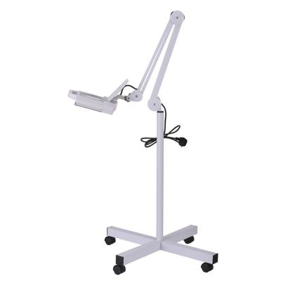 China Lighting Amplifying Rolling Stand And Adjustable Swivel Arm Portable Professional Floor Stand Magnifying Lamp Led With Square Glamp Lens for sale