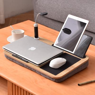 China Other Removable Portable Laptop Desk With Cushion Phone Holder Knee Desk With Lamp Computer Desk for sale