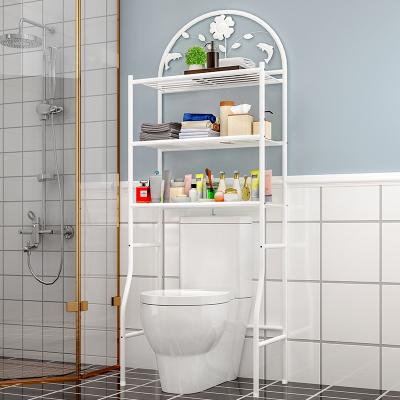 China Wholesale Multifunctional Viable Organizer Rack Metal Bathroom Towel Rack White Toilet Shelf Storage Rack For Bathroom for sale