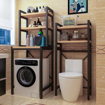 China Space Save Brown Living Room Toilet Storage Rack Space Saver Metal Toilet Rack Organizer for sale