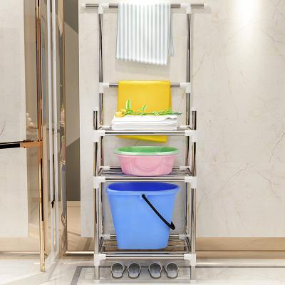 China Bathroom CLASSIC Stainless Steel Factory Customized Shelf Toiletries Rack Multifunctional Bathroom Towel Storage Organization Rack for sale