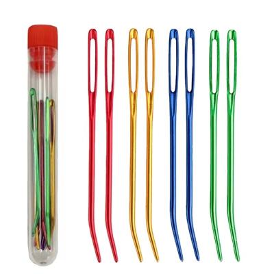 China High Quality Aluminum Bent Tip 8pcs Knitting Needles Sewing Looms Sewing Bent Tip Big Eye Yarn Knitting Needle for sale