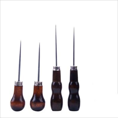 China (Awl NO.3 and No.11) DIY Awl Craft Hand Tool Leather Wood Handle High Quality Leather Cutting Stitching Stitching Awl for sale