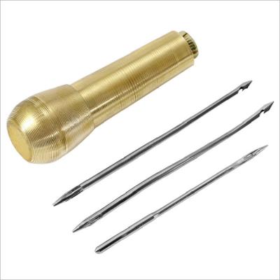 China High Quality Professional Manual Leather Heavy Fabric Repair Tool Kit 4pcs Belt Band Cobbler Copper Awl (Awl No.10) Sewing Tool for sale