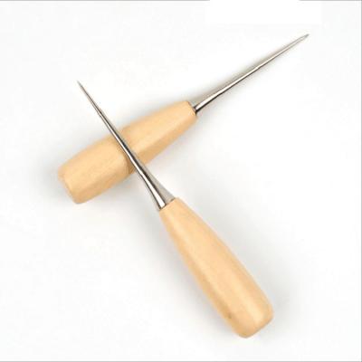 China Handmade Leather Tools Custom Wooden Handle Cone With Plated Stainless Steel Needle Cone For Leather Sewing for sale