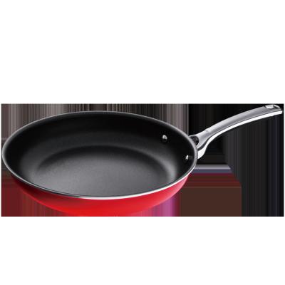 China Modern Classic Pressed Frying Pan 20cm Red Color 20cm Aluminum Frying Pan 11inch Without Lid Non Stick Pan for sale