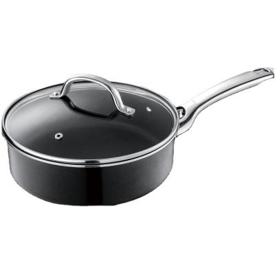 China Wholesale Modern Carbon Steel 24cm Black Nonstick Deep Fryer Casserole With Pot Cover for sale