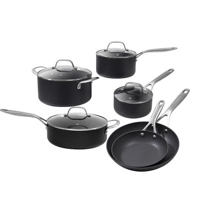 China Durable Hard Anodized 10 Pcs Stick Non Pressed Cooking Copper Ceramic Aluminum Pots And Pans Cookware Set for sale