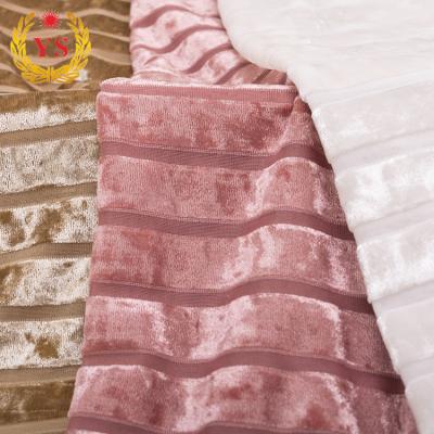 China Viable china muanufacturer stocklot stripe polyester spandex velvet fabric for dresses for sale