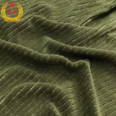 China Sustainable High Quality Solids Stripes Custom Velvet Knitted Stretch Polyester Fabric for sale