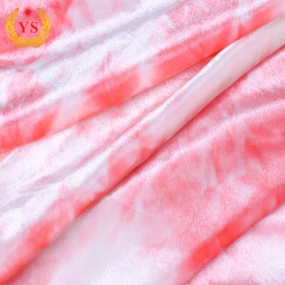 China Sustainable Wholesale 92% Polyester 8%Spandex Knitted Jersey Tie Dyeing Velvet Fabric Polyester for sale