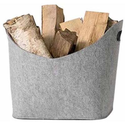 China New Amazon Large Capacity Storage Basket Storage Bag Firewood Basket Viable Foldable Felt Storage Basket Clutter Basket for sale