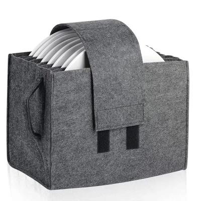 China Sustainable Camping Dish Rack Bag Felt Dish Tableware Storage Containers Bag For Caravan for sale