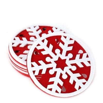 China Sustainable Custom Christmas Beverage Felt Snowflake Coasters for sale