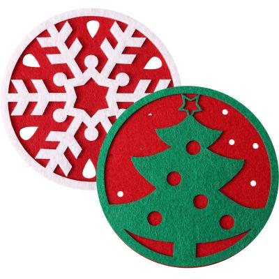 China Viable Table Cup Mat Christmas Customize Coaster Felt Red Coasters for sale