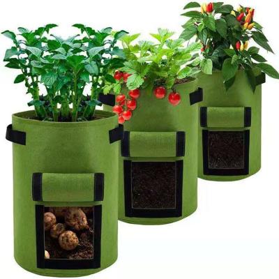 China Wholesale Custom Eco-friendly 5/7/10 Gallon Breathable Thicken Felt Non Woven Fabric Plant Nursery Bag With Handle For Tree Potato for sale