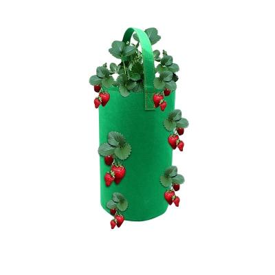 China Eco-friendly Wholesale Strawberry Bucket Multi Mouth Growing Hanging Type Felt Planting Bag Plant Seedling Vegetable Bag for sale