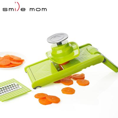 China 2019 New Mummy's Smile Mandoline Slicer Viable Adjustable Foldable Carrot Potato Vegetable Cutter for sale