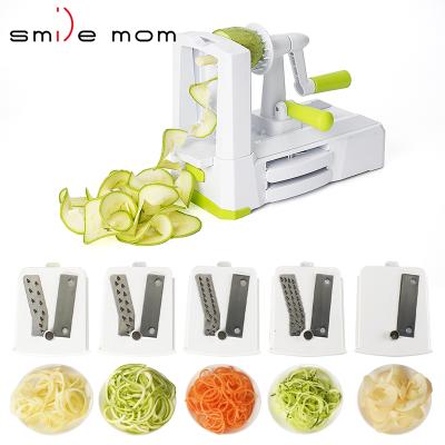 China Zucchini Sebze Spiralizer Sustainable Food Veggie Cut Handheld Slicer Vegetable Spiralizer 5 Blade Spiralizer for sale