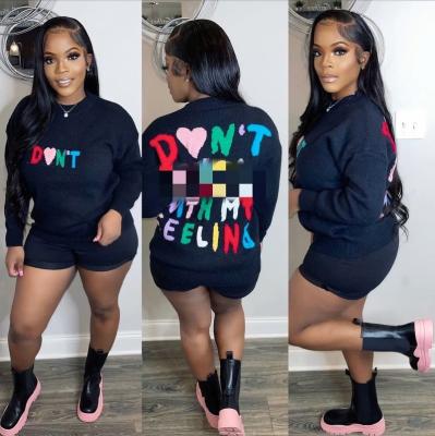 China Anti-pilling 2023 Winter Ladies Thick Knitted Pullover Sweater High Quality Fits All Women Trendy Tops Women's Sweaters With Colorful Letters for sale