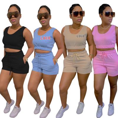 China QUICK DRY 2023 Summer Joggers 2 Piece Short Set Two Piece Short Pants Set Women Clothing Solid Color Outfits Women Short Sets Two Pieces for sale