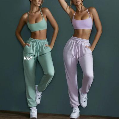 China QUICK DRY 2023 Hot Sale Luxury Casual Powerful Wellness Jogger Bottoms Women Workout Bra Fitness Jogger Set Activewear Sweatpants Joggers for sale