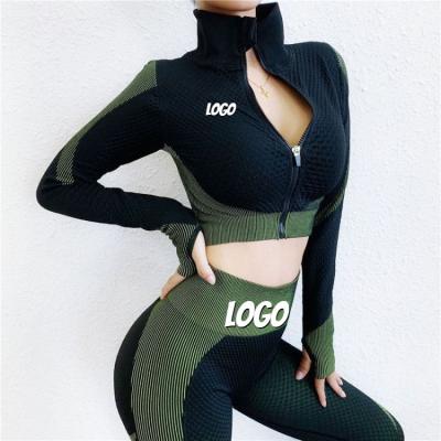 China Anti-Bacterial 3 PiecePlus Size Xxl 4xl Wholesale Active Wear Sportswear  Set Suit Autumn Winter Knitting Buttock Elastic Fitness Yoga Clothing for sale