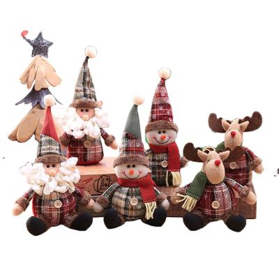 China Christmas 2020 New Children's Christmas Plaid Snowflake Cartoon Hanging Dolls Christmas Tree Ornament Decorations for sale