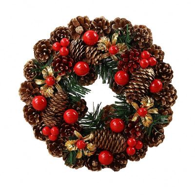 China 27cm hot fashionable Christmas pinecone garland for door hanging garland berry candle holder red decoration for sale