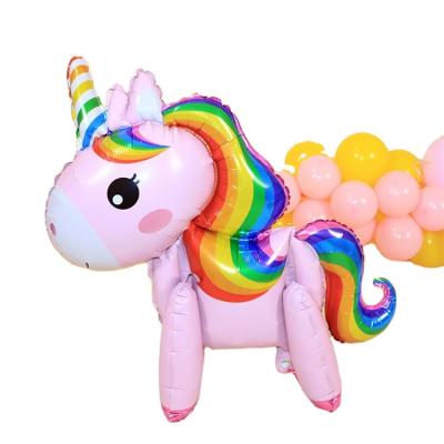 China Beautiful hot sale custom made multi color cartoon unicorn aluminum foil balloon decoration birthday party for sale