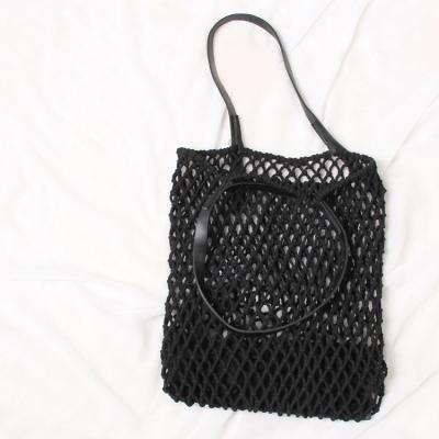 China High Quality Solid Hollow Out Woman Tote Shoulder Bag Fashion Handmade Weave Straw Beach Shopping Handbags for sale