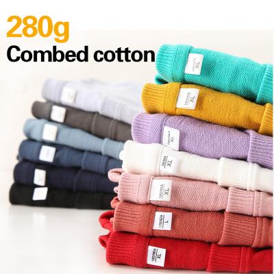 China Wholesale Anti-shrink 280g custom combed long sleeve white crewneck cotton print T-shirt casual custom logo men and women for sale