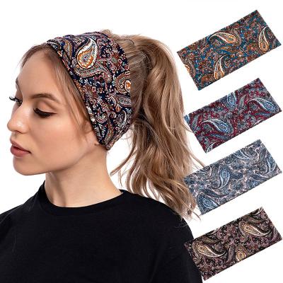 China New Retro Wind Top Breathable Adjustable Sports Elastic Headband Wholesale Sweatproof Wide Side Stain Elasticity Sports Pad Yoga Gym Fitness for sale