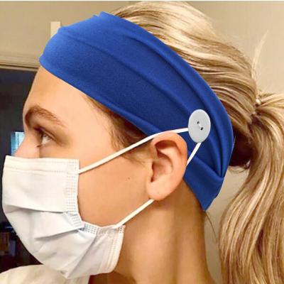 China New Solid Color Button Elastic Headband Wholesale Breathable Adjustable Sports Sweatproof Wide Side Stain Elasticity Sports Yoga Gym Equipment for sale