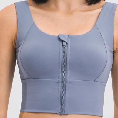 China Good Support Front Zipper Yoga Breathable Open Crop Top Sports Bras Fitness Wear Factory Price Sports Bras for sale