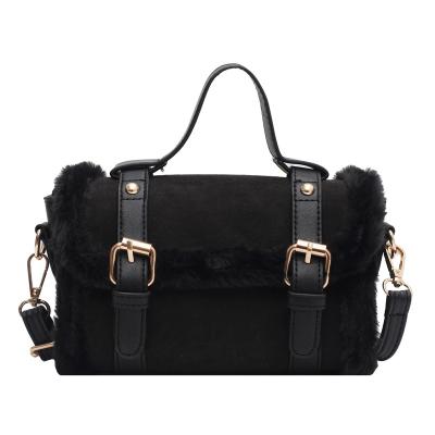 China Retro Nylon Female Bag Fashion Plush Shoulder Bag Messenger Bag for sale