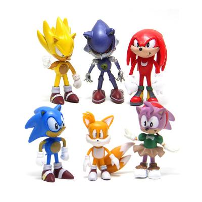 China Custom Sonic Action Figure Hedgehog Cake Topper Cartoon Toy Anime Figure PVC Toys With Game Custom Sonic Action Figure for sale