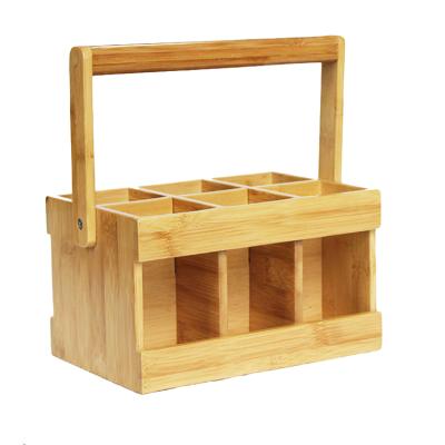 China Universal Bamboo Box With Handle Sturdy Durable Durable Carrier Bamboo Tool Organizer Bamboo Tool Box for sale