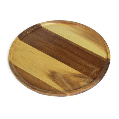 China Sustainable Products Acacia Wood Kitchenware Thick Personalized Acacia Wood Tray Plate For Dinnerware for sale