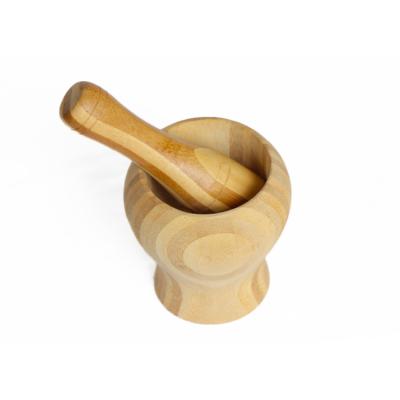 China Viable Multifunctional Manual Bowl Bamboo Garlic Wooden Crusher Ginger Spices Pestle Press Grinder for sale