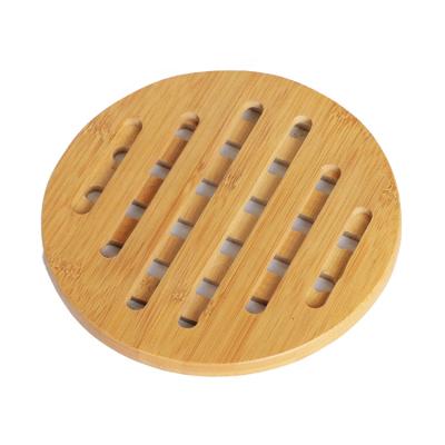 China Bamboo Tray Mat For Hot Dishes Round Tea Stands Hot Pad Tripods High Quality Viable Solid Wood Multifunctional Coasters for sale