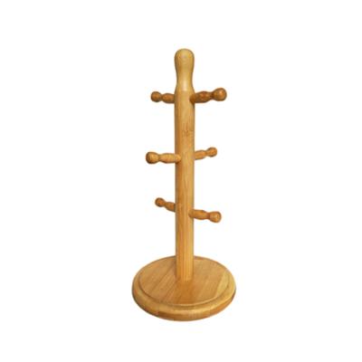 China Sustainable Bamboo Cup Holder Tree Organizers Cup Drying Rack And Roll Paper Holder Stand for sale